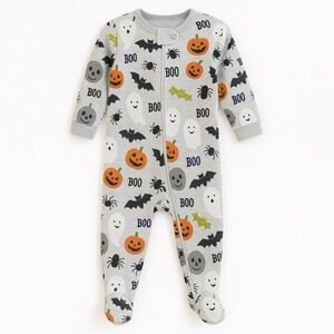 Halloween Boo Zip Up Footed Pajama Onesie